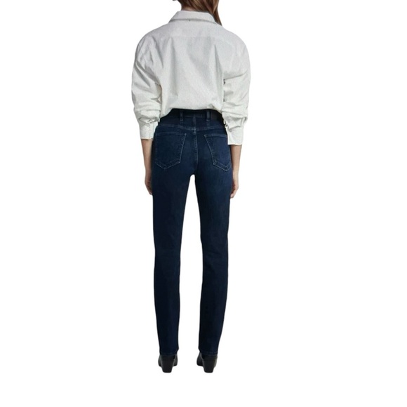 7 For All Mankind Blue Denim Easy Slim Cotton Straight Leg Jeans Size: 26 - Picture 2 of 9